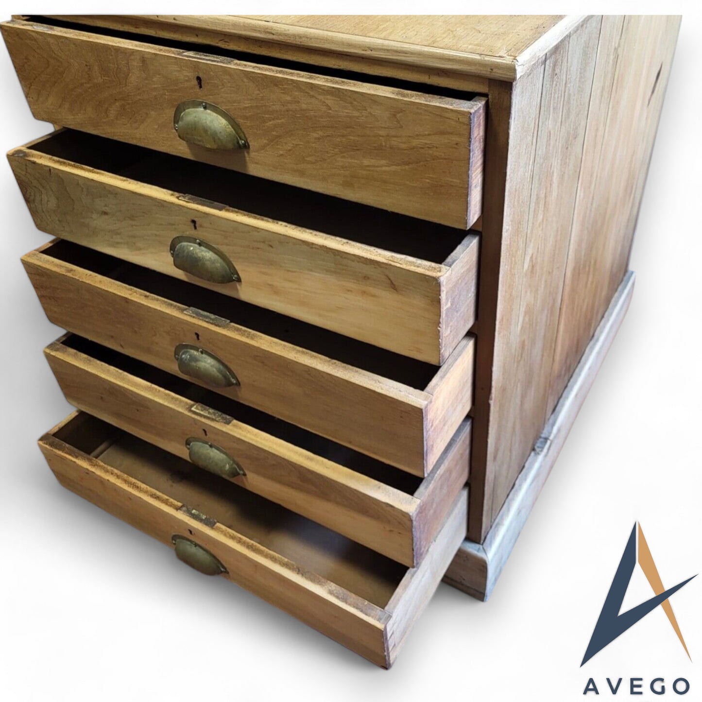 Victorian Oak 5 Drawer Collectors / Draughtsman Chest of Drawers