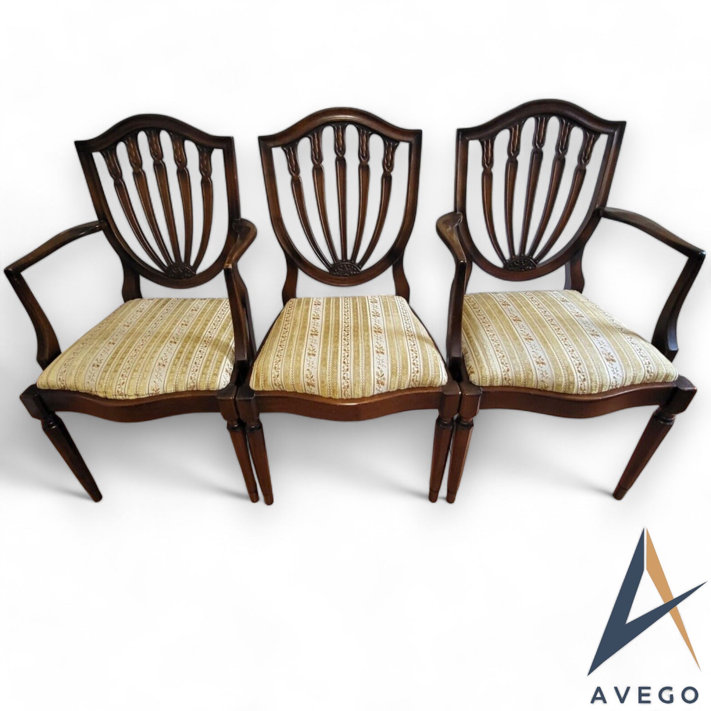 Set of 6 Shield Back Hepplewhite Style Mahogany Dining Chairs (4+2)