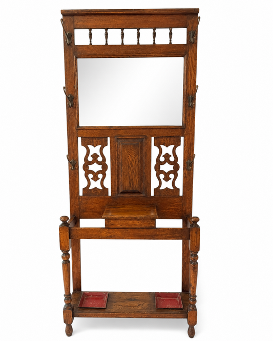 Antique Edwardian Oak Hall Stand
