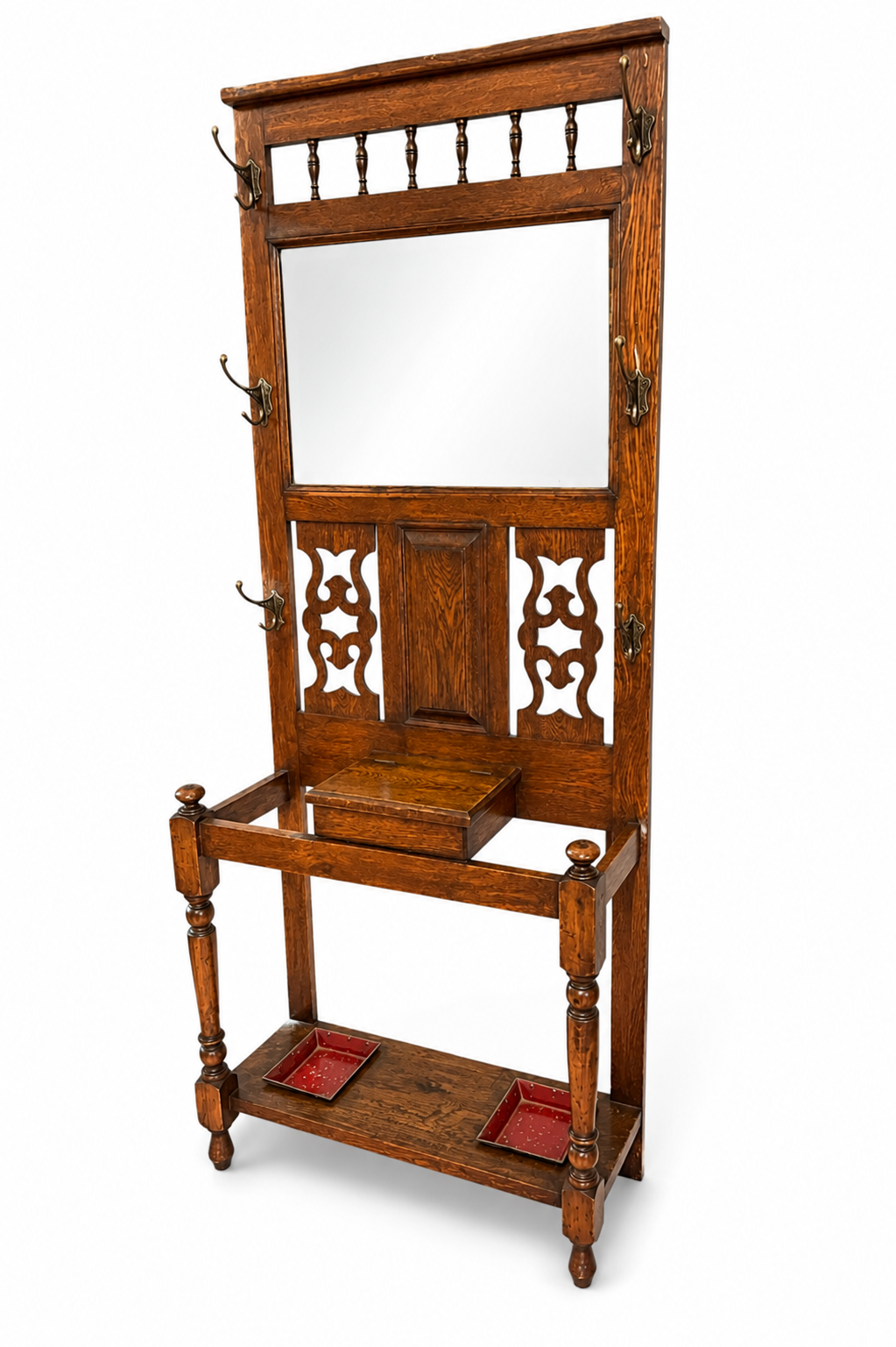 Antique Edwardian Oak Hall Stand