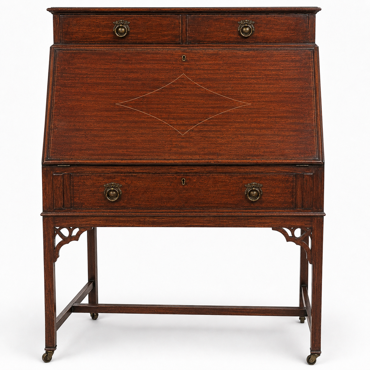 Antique Edwardian Mahogany Bureau Writing Desk