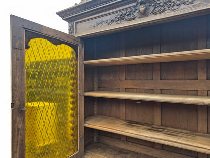 Antique Solid Oak Wood Carved French Bookcase / Dresser Late 1800s