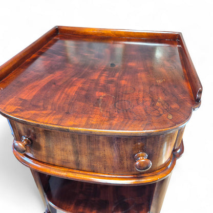 Antique 19th Century Mahogany Nightstand – Single Drawer Bedside Table with Shelf – Victorian Lamp Stand with Paw Feet