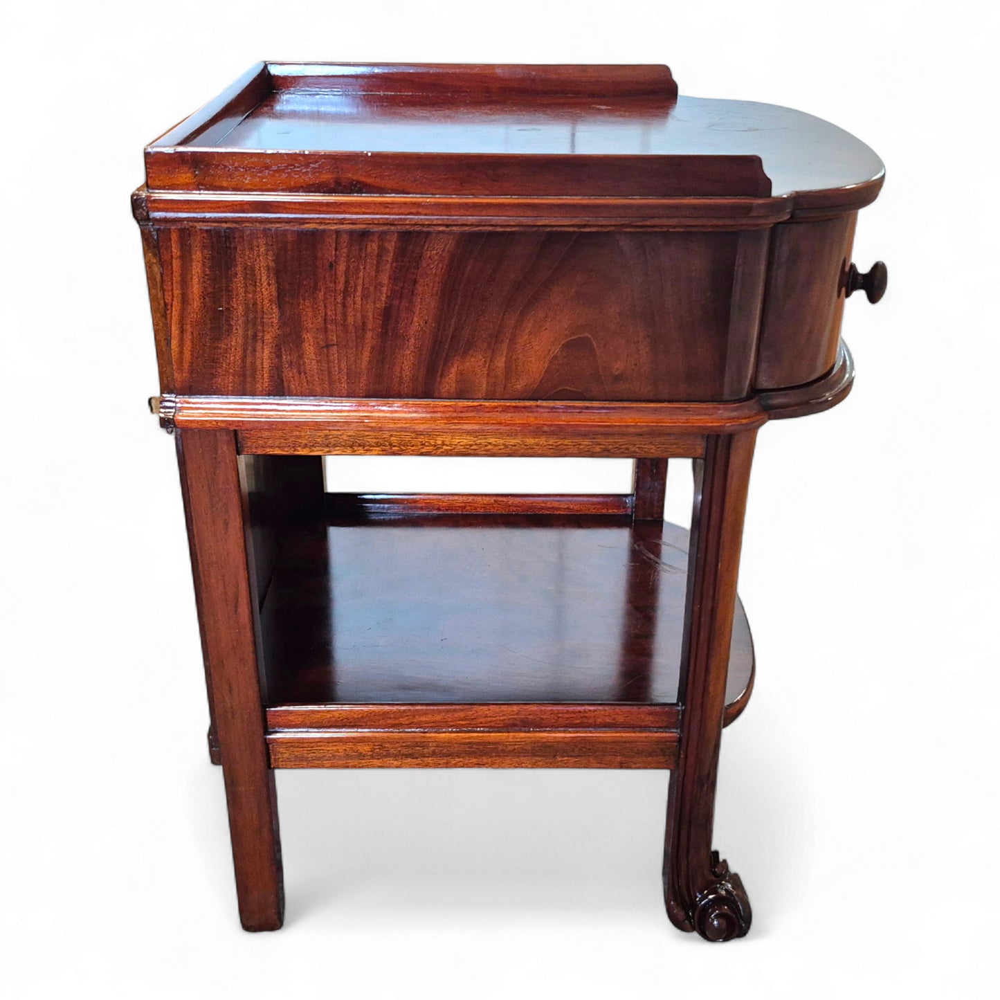 Antique 19th Century Mahogany Nightstand – Single Drawer Bedside Table with Shelf – Victorian Lamp Stand with Paw Feet