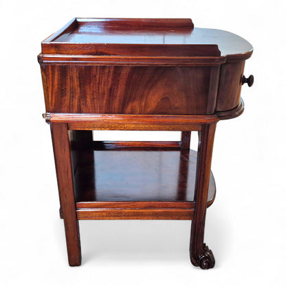 Antique 19th Century Mahogany Nightstand – Single Drawer Bedside Table with Shelf – Victorian Lamp Stand with Paw Feet