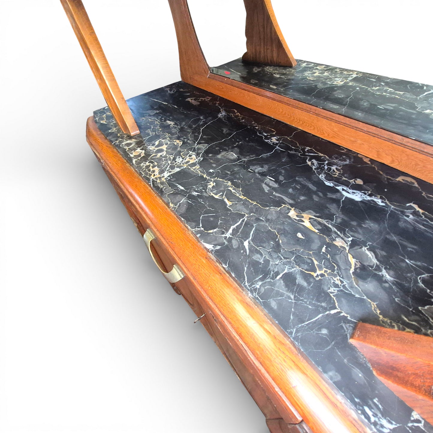 Art Deco Oak Display Cabinet & Sideboard with Marble Top | c.1930