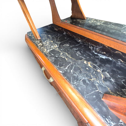 Art Deco Oak Display Cabinet & Sideboard with Marble Top | c.1930