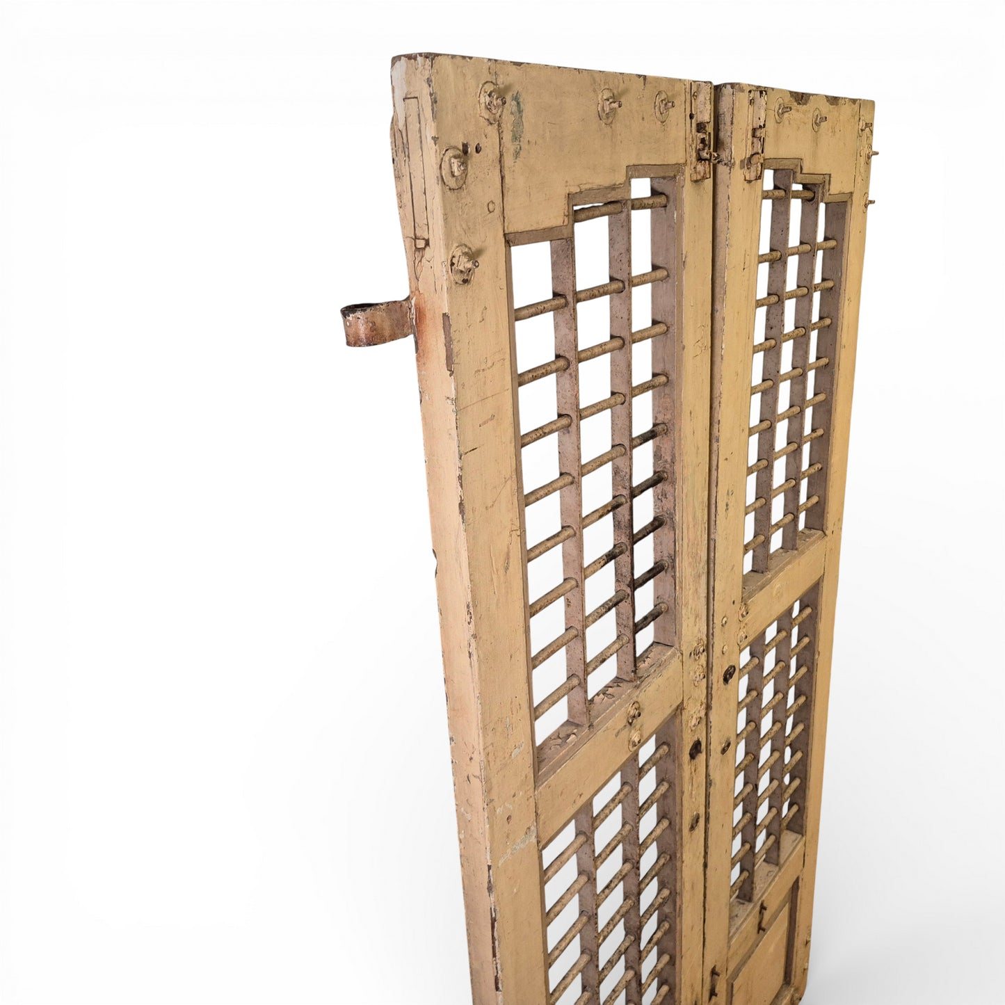 Antique Indian Jali Doors – Pair of Carved Teak Panels – 175cm x 50cm Each