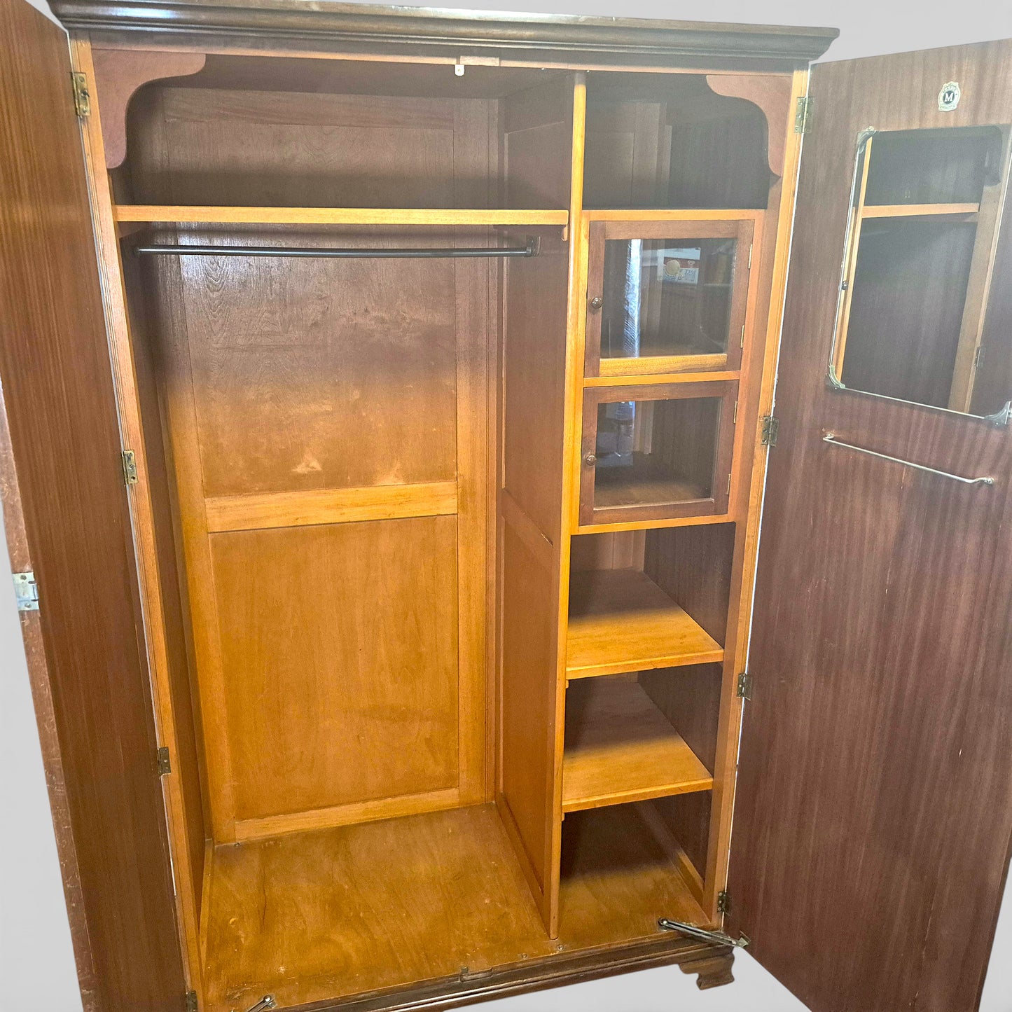 Antique Maple & Co Gentleman’s Wardrobe – Burr Walnut Compactum Armoire