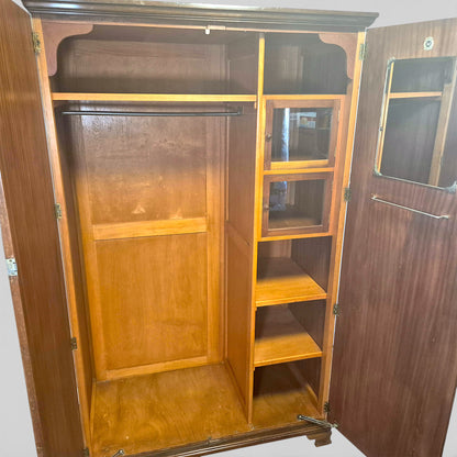 Antique Maple & Co Gentleman’s Wardrobe – Burr Walnut Compactum Armoire