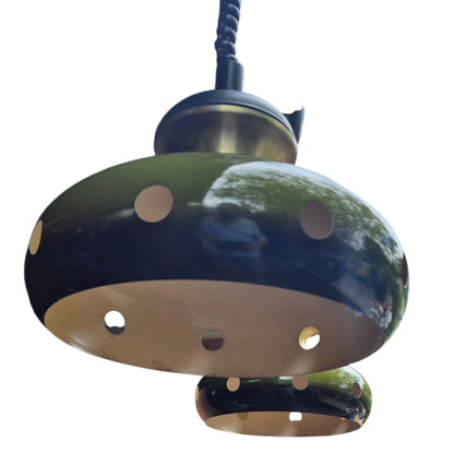 Pair of Vintage Space Age Fat Lava Pendant Lights | 1960s 1970s Green Ceramic Ceiling Lights | Mid Century Modern Lighting