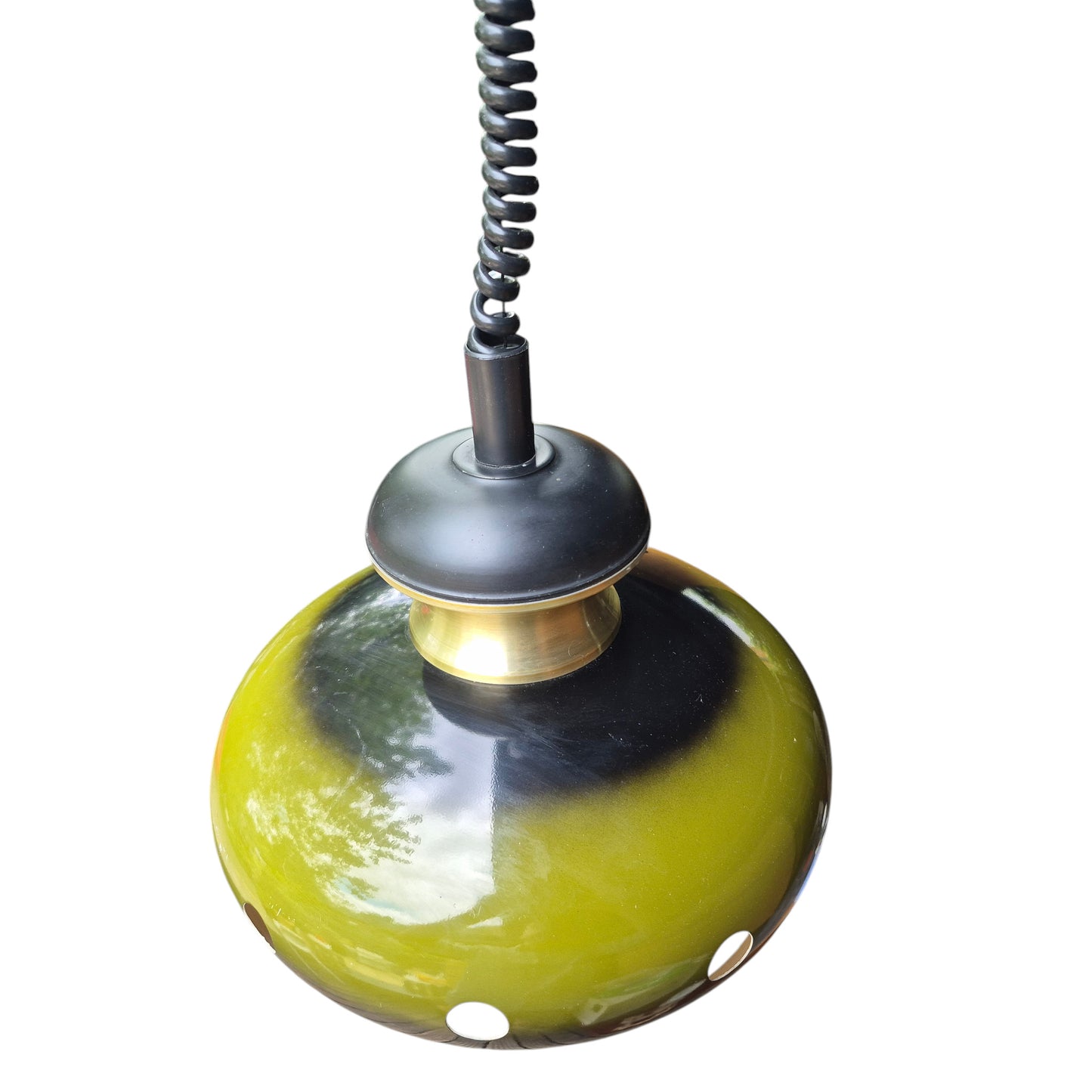 Pair of Vintage Space Age Fat Lava Pendant Lights | 1960s 1970s Green Ceramic Ceiling Lights | Mid Century Modern Lighting