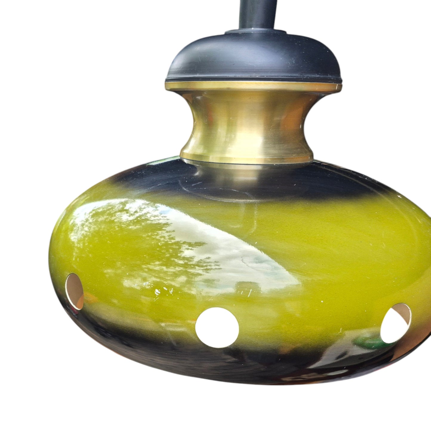 Pair of Vintage Space Age Fat Lava Pendant Lights | 1960s 1970s Green Ceramic Ceiling Lights | Mid Century Modern Lighting