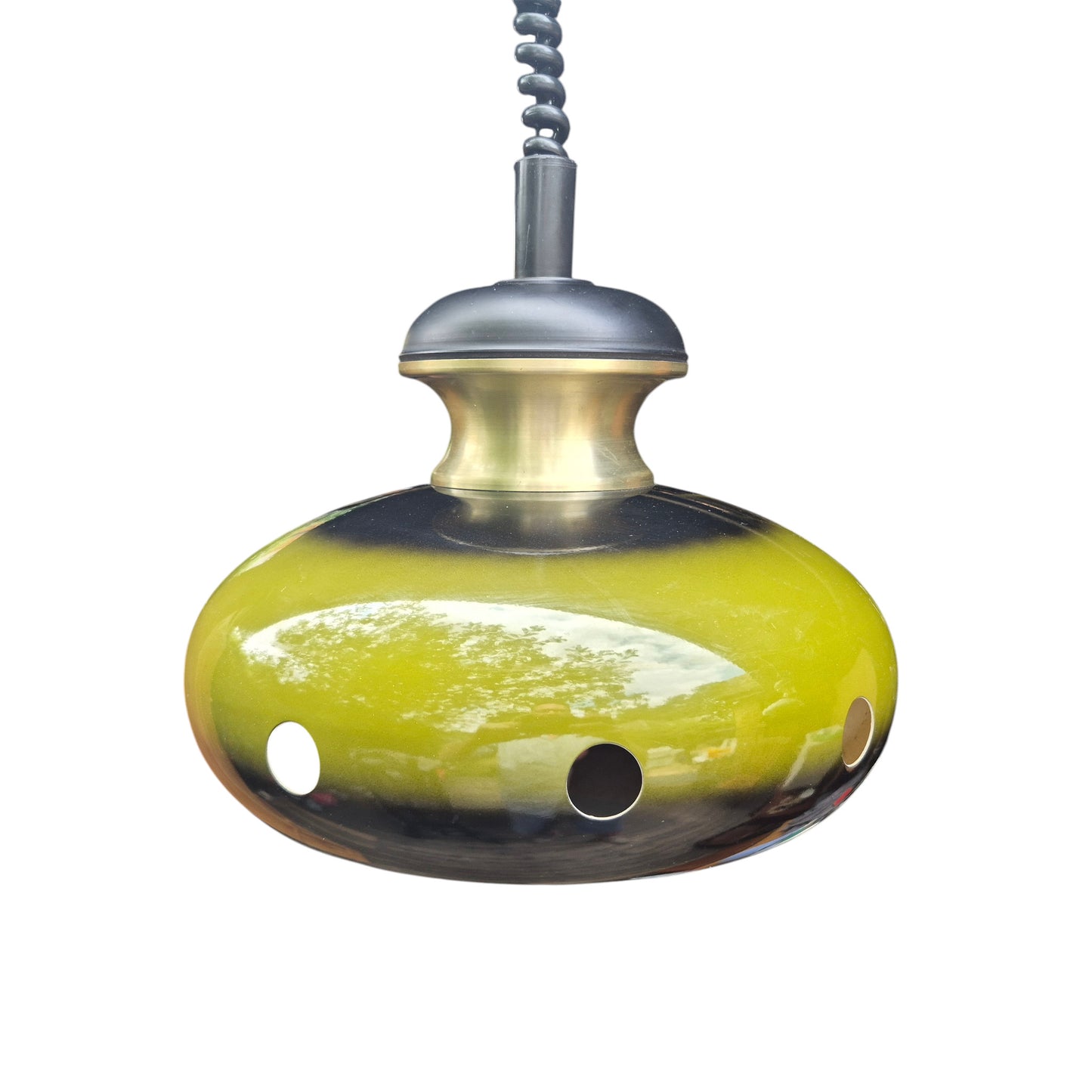 Pair of Vintage Space Age Fat Lava Pendant Lights | 1960s 1970s Green Ceramic Ceiling Lights | Mid Century Modern Lighting