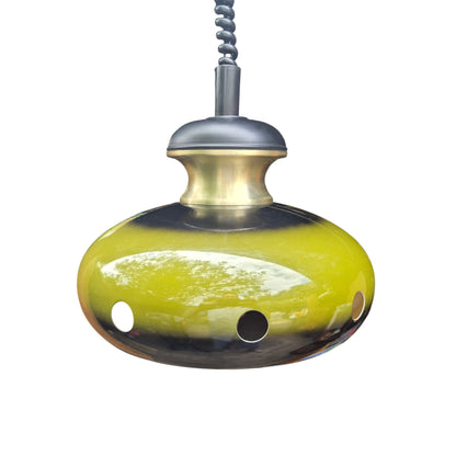 Pair of Vintage Space Age Fat Lava Pendant Lights | 1960s 1970s Green Ceramic Ceiling Lights | Mid Century Modern Lighting