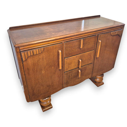 Vintage Lebus Art Deco Oak Sideboard Cabinet – 1930s / 1940s Storage Cupboard