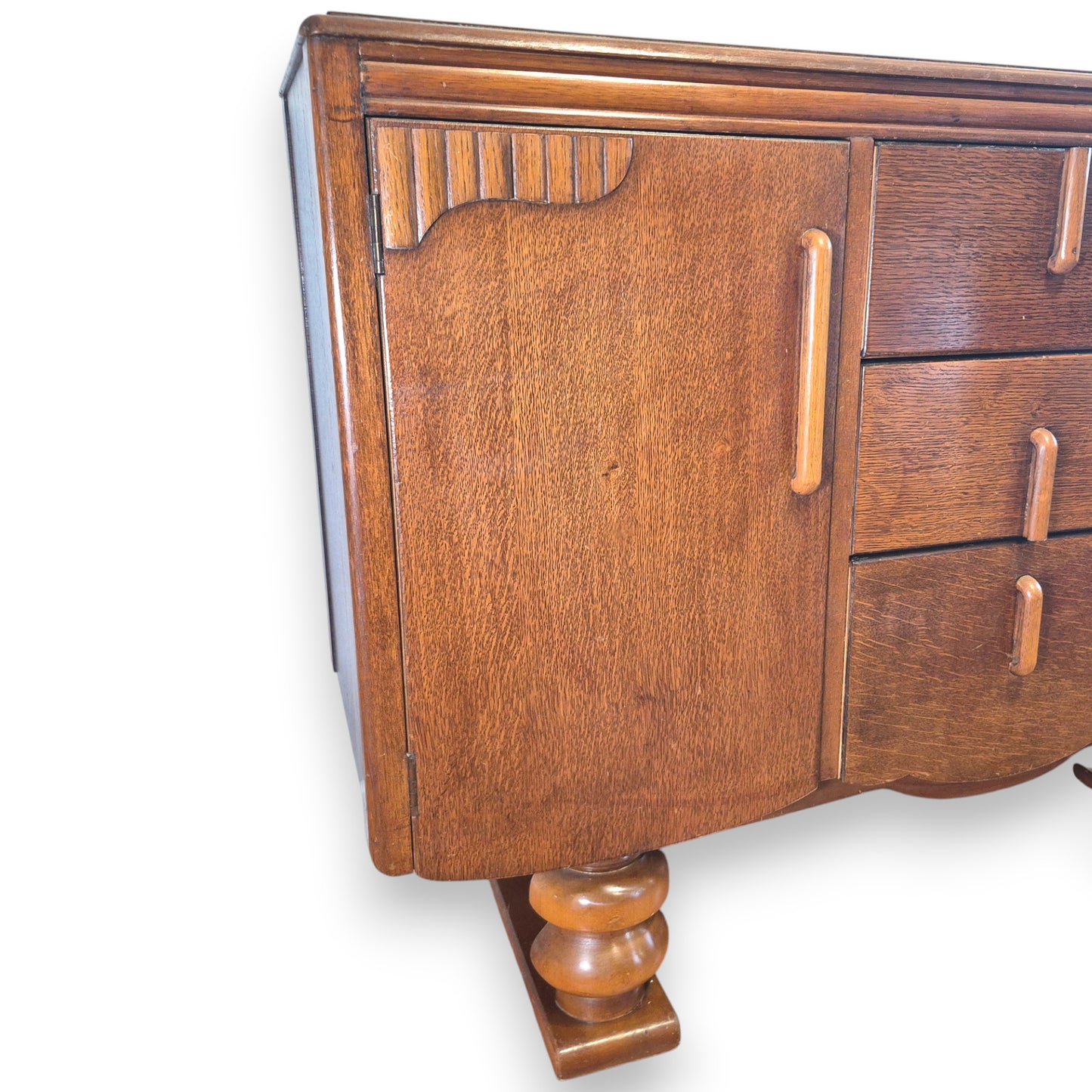 Vintage Lebus Art Deco Oak Sideboard Cabinet – 1930s / 1940s Storage Cupboard