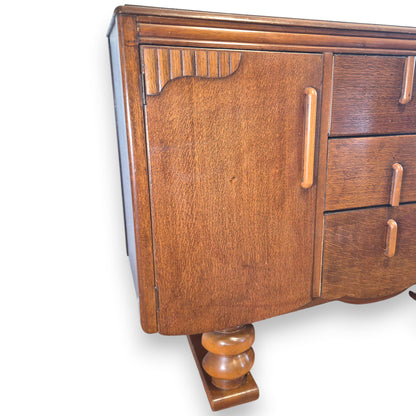 Vintage Lebus Art Deco Oak Sideboard Cabinet – 1930s / 1940s Storage Cupboard