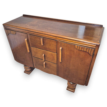 Vintage Lebus Art Deco Oak Sideboard Cabinet – 1930s / 1940s Storage Cupboard