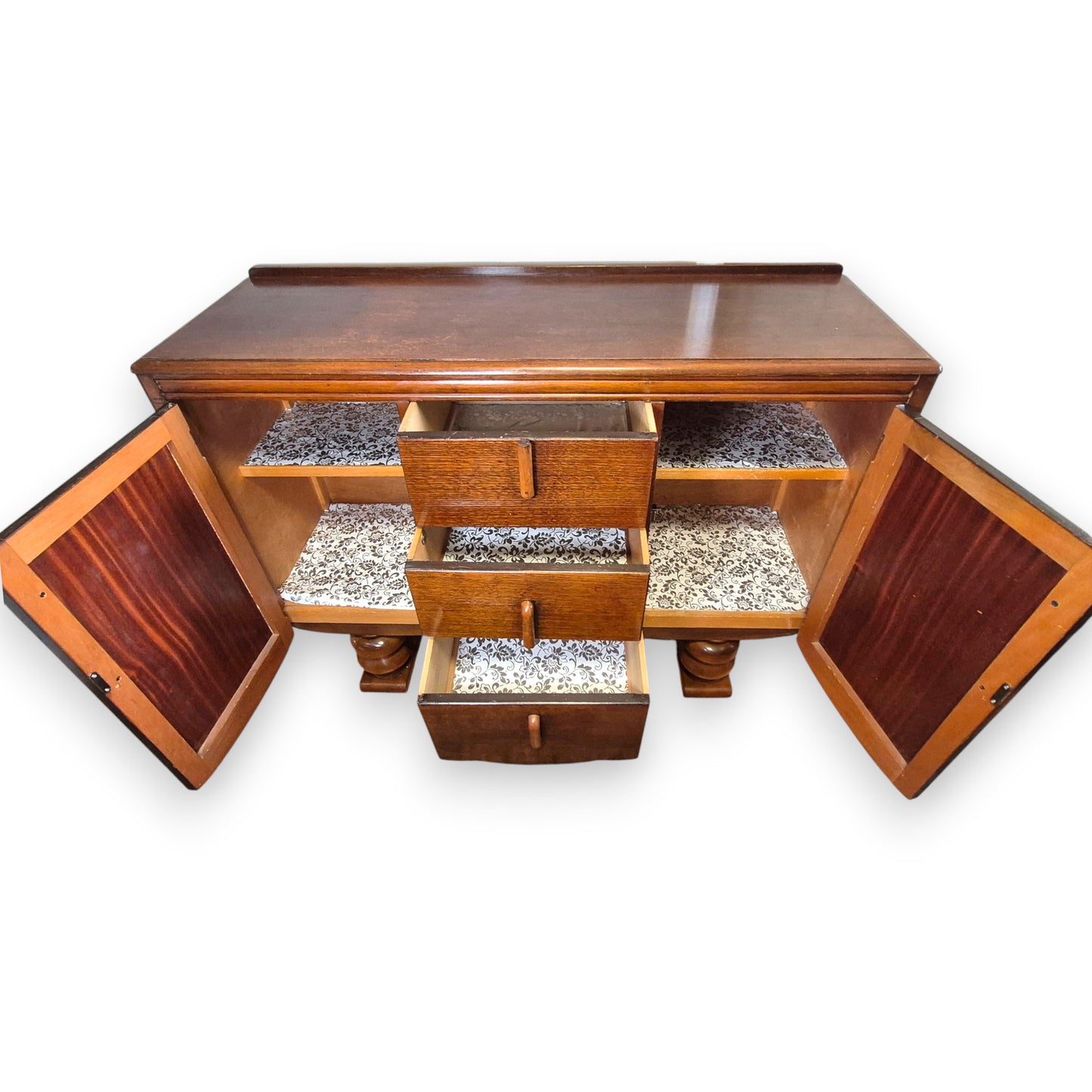 Vintage Lebus Art Deco Oak Sideboard Cabinet – 1930s / 1940s Storage Cupboard