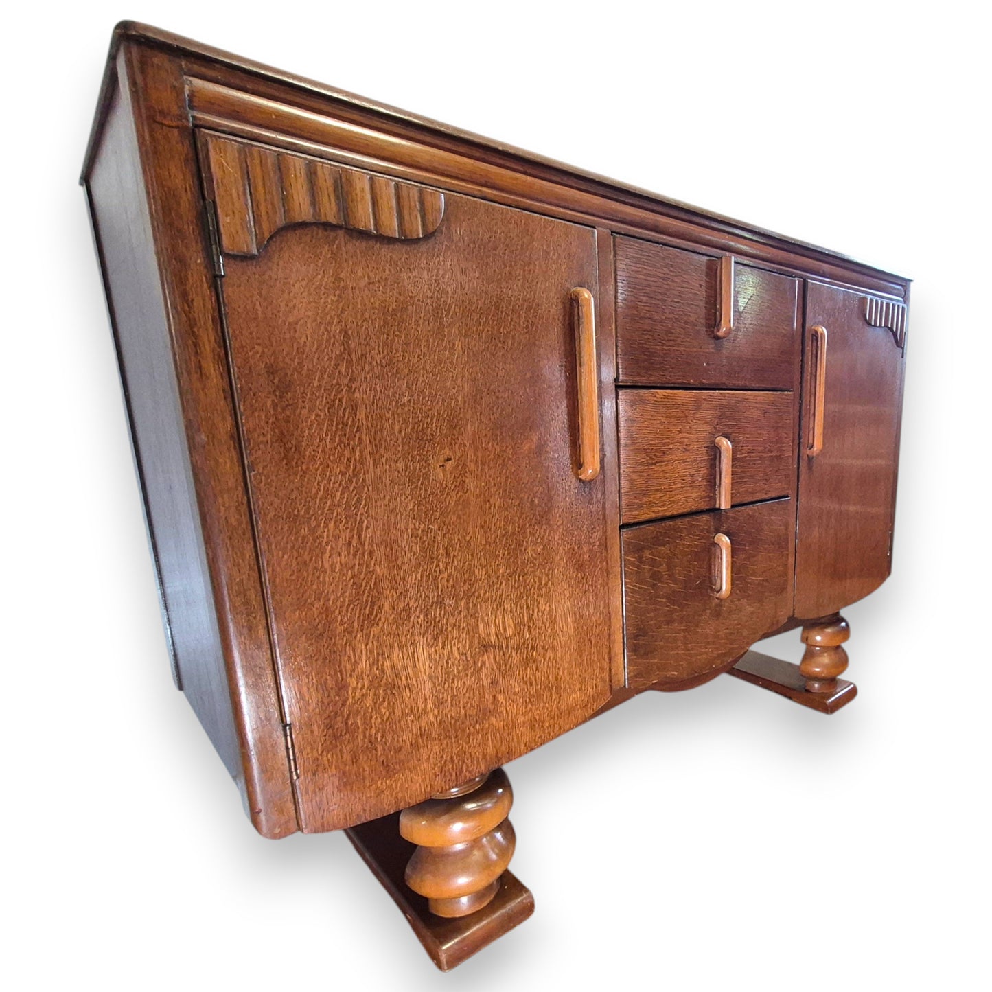 Vintage Lebus Art Deco Oak Sideboard Cabinet – 1930s / 1940s Storage Cupboard