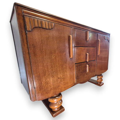 Vintage Lebus Art Deco Oak Sideboard Cabinet – 1930s / 1940s Storage Cupboard