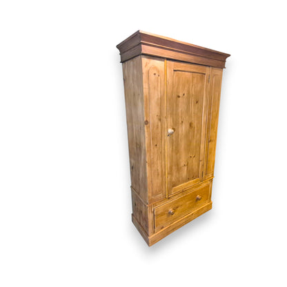 Antique Pine Wardrobe with Drawer – Victorian Country Cottage Armoire