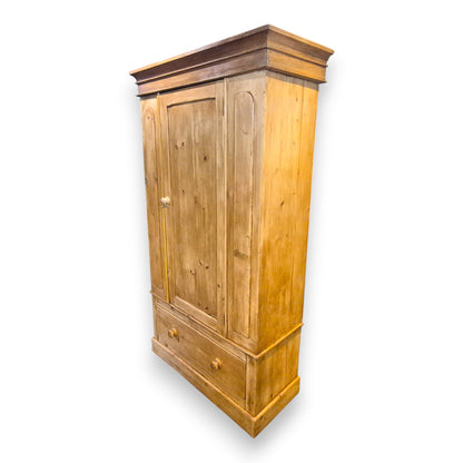 Antique Pine Wardrobe with Drawer – Victorian Country Cottage Armoire