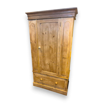 Antique Pine Wardrobe with Drawer – Victorian Country Cottage Armoire