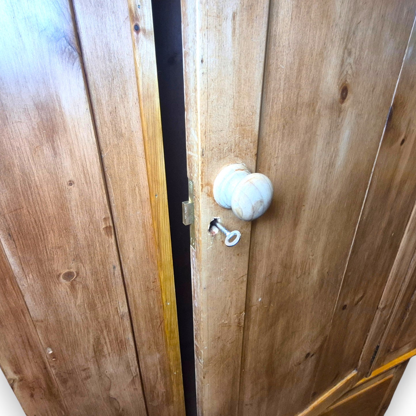 Antique Pine Wardrobe with Drawer – Victorian Country Cottage Armoire