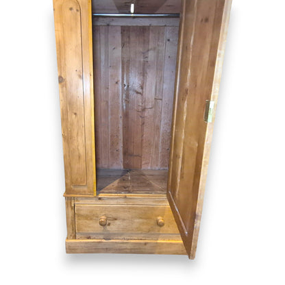 Antique Pine Wardrobe with Drawer – Victorian Country Cottage Armoire