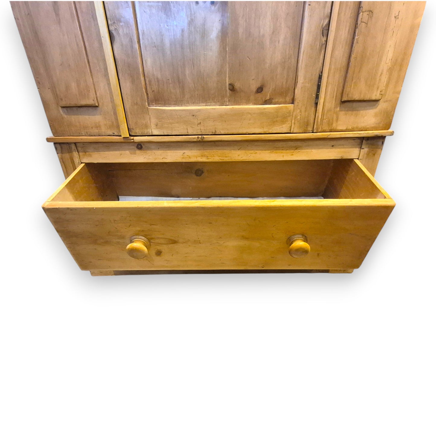 Antique Pine Wardrobe with Drawer – Victorian Country Cottage Armoire