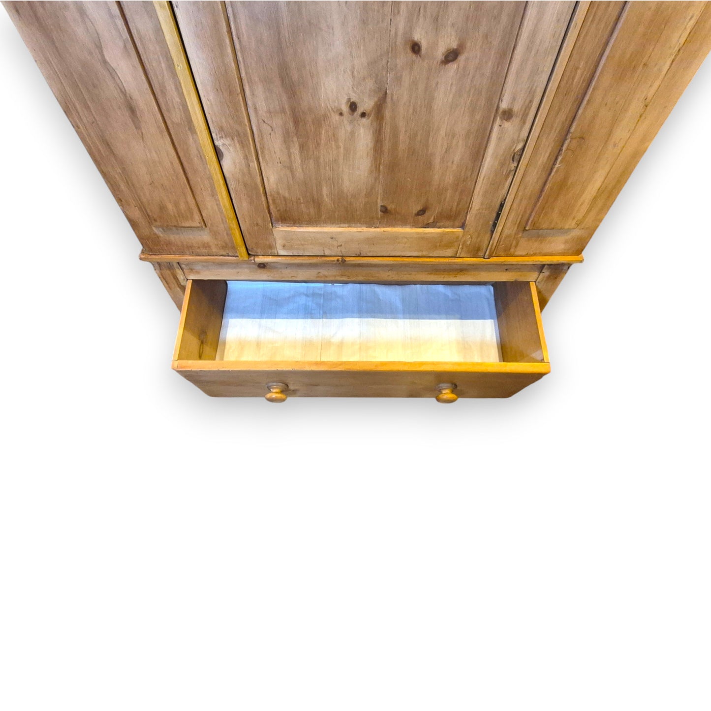 Antique Pine Wardrobe with Drawer – Victorian Country Cottage Armoire