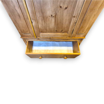 Antique Pine Wardrobe with Drawer – Victorian Country Cottage Armoire