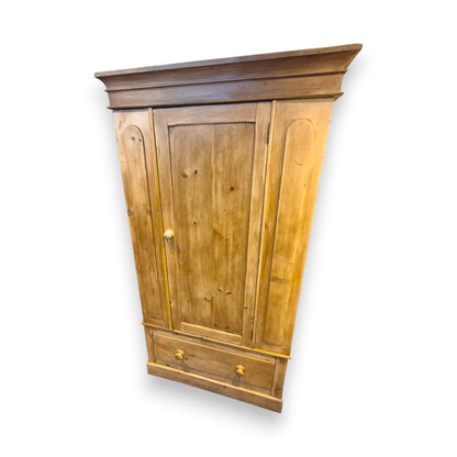 Antique Pine Wardrobe with Drawer – Victorian Country Cottage Armoire