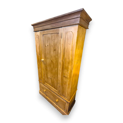 Antique Pine Wardrobe with Drawer – Victorian Country Cottage Armoire