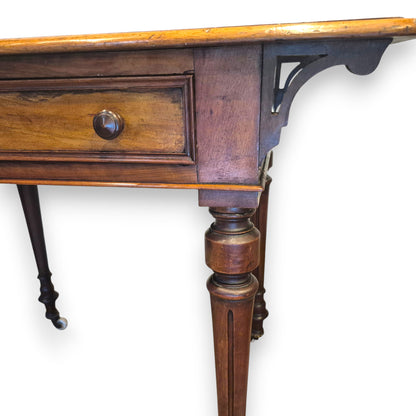 Antique Victorian Walnut Writing Table with Leather Top c.1860–1880