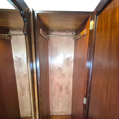Antique Edwardian Triple Wardrobe with Bevelled Mirror | c1910