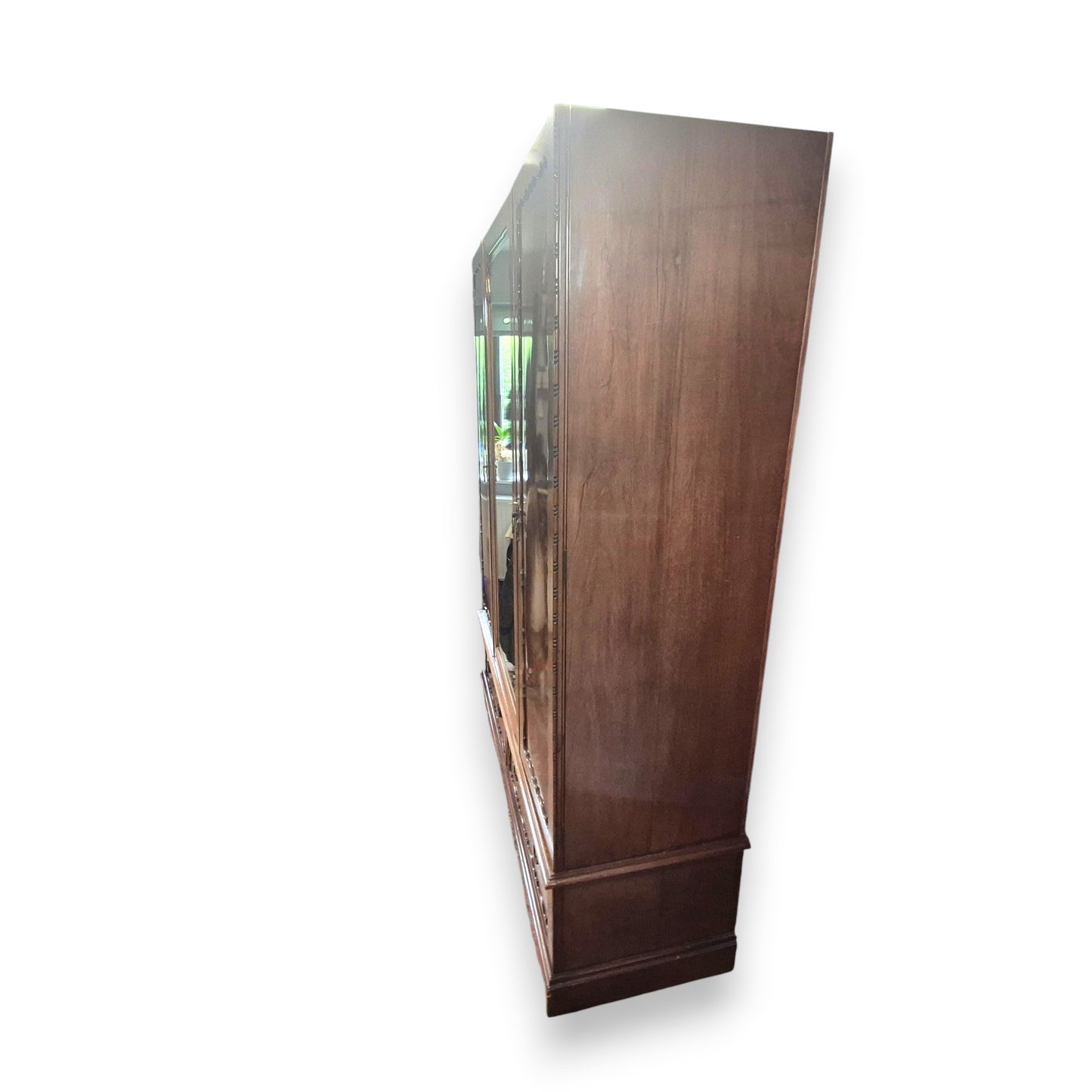 Antique Edwardian Triple Wardrobe with Bevelled Mirror | c1910