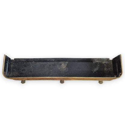 Antique Victorian Brass Fire Fender with Pierced Gallery & Paw Feet