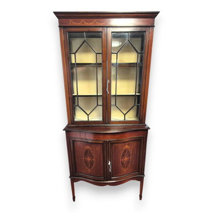 Edwardian Inlaid Mahogany Display Cabinet with Glazed Doors c.1900