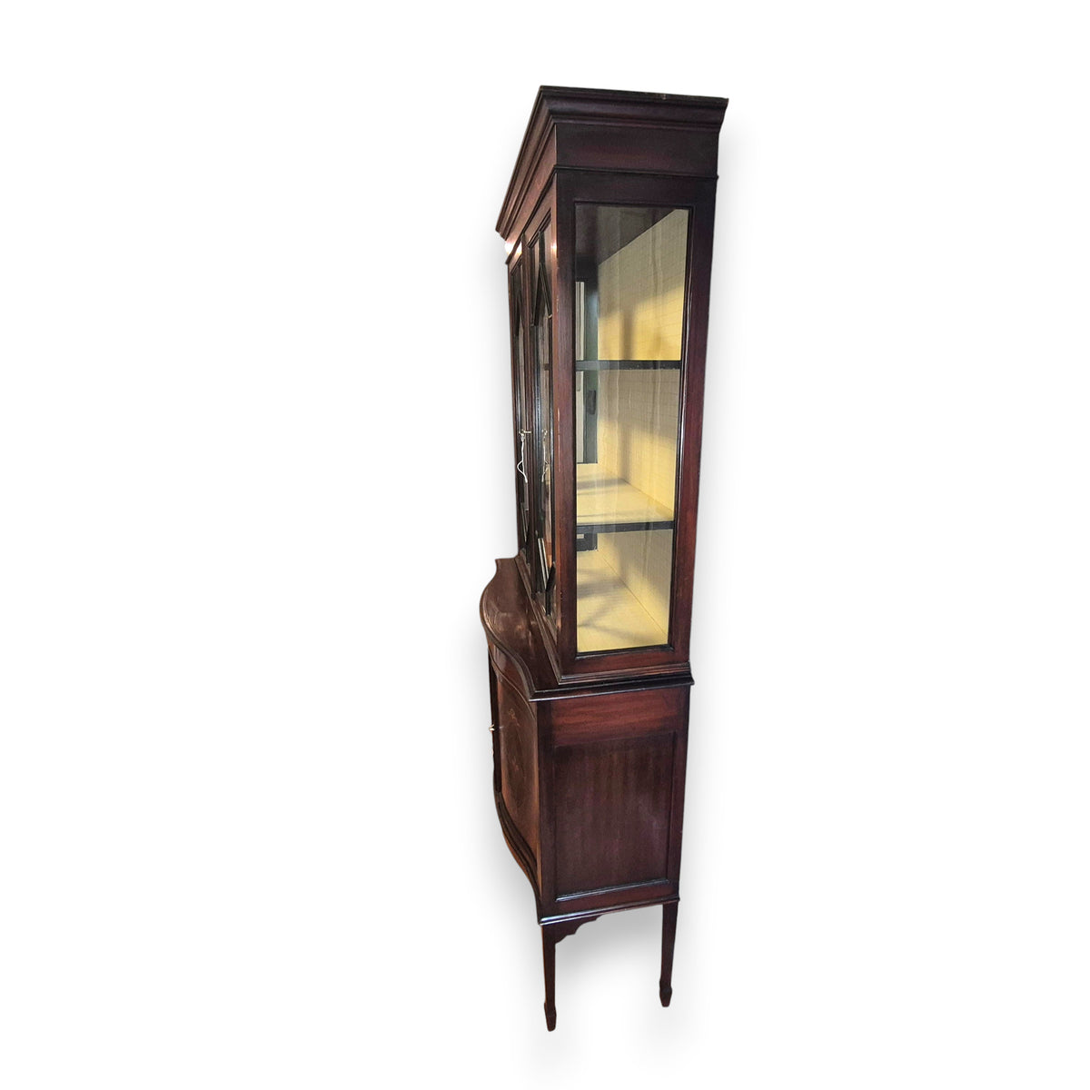 Edwardian Inlaid Mahogany Display Cabinet with Glazed Doors c.1900