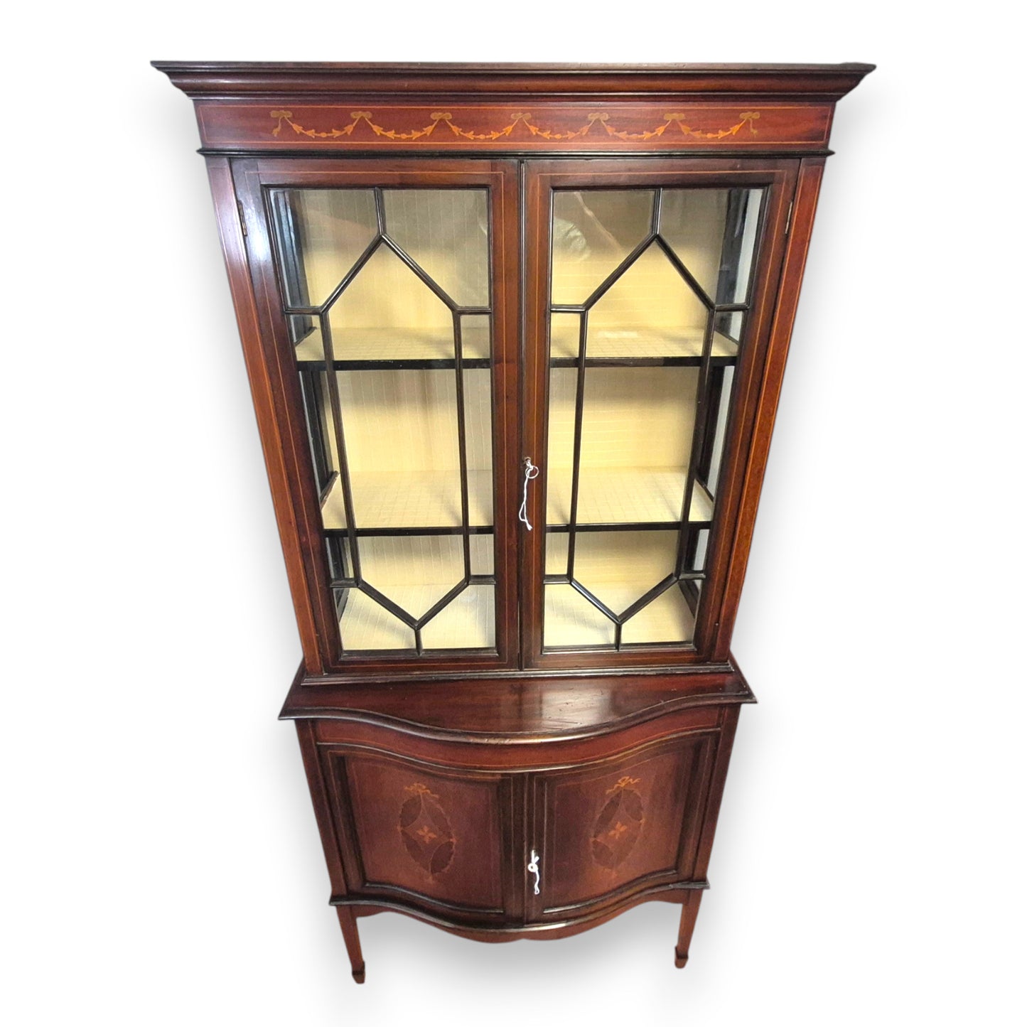 Edwardian Inlaid Mahogany Display Cabinet with Glazed Doors c.1900