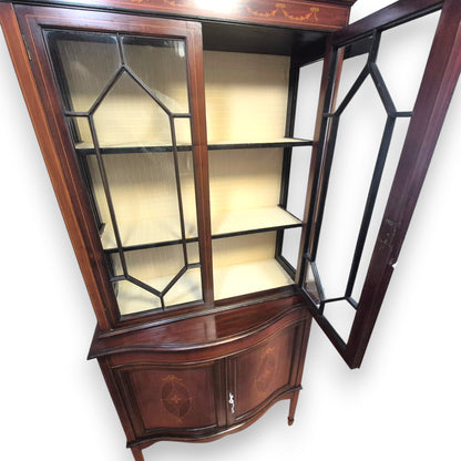 Edwardian Inlaid Mahogany Display Cabinet with Glazed Doors c.1900