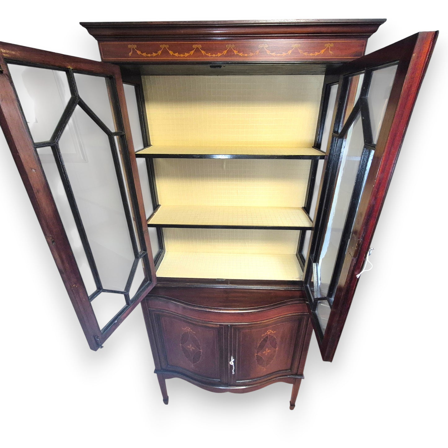 Edwardian Inlaid Mahogany Display Cabinet with Glazed Doors c.1900