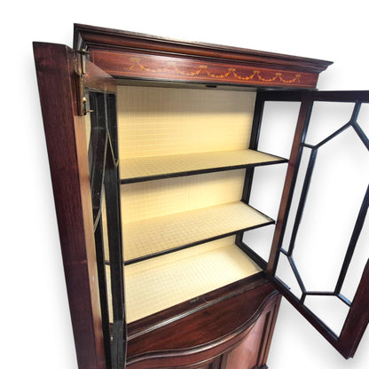 Edwardian Inlaid Mahogany Display Cabinet with Glazed Doors c.1900