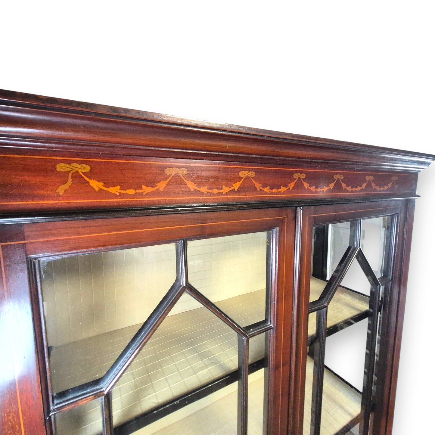 Edwardian Inlaid Mahogany Display Cabinet with Glazed Doors c.1900