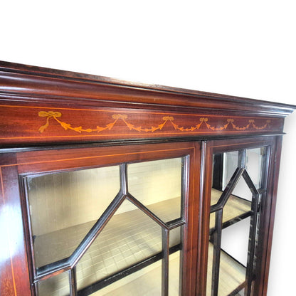 Edwardian Inlaid Mahogany Display Cabinet with Glazed Doors c.1900