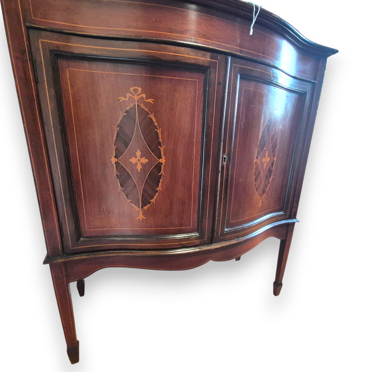 Edwardian Inlaid Mahogany Display Cabinet with Glazed Doors c.1900