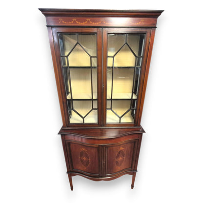Edwardian Inlaid Mahogany Display Cabinet with Glazed Doors c.1900